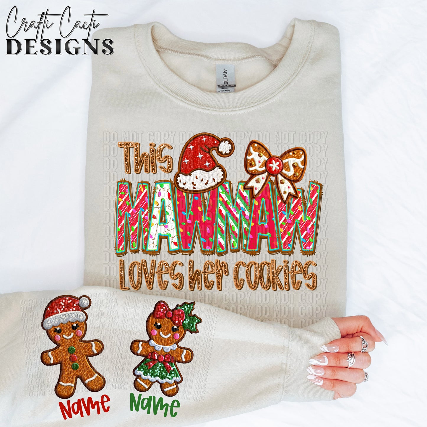 This MAWMAW Loves Her Cookies - 2 Options Available - Faux Embroidery Digital Download