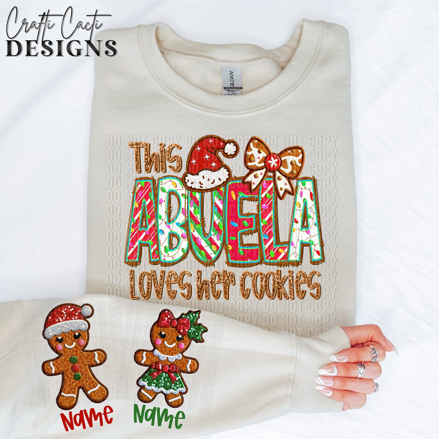 This ABUELA Loves Her Cookies - 2 Options Available - Faux Embroidery Digital Download