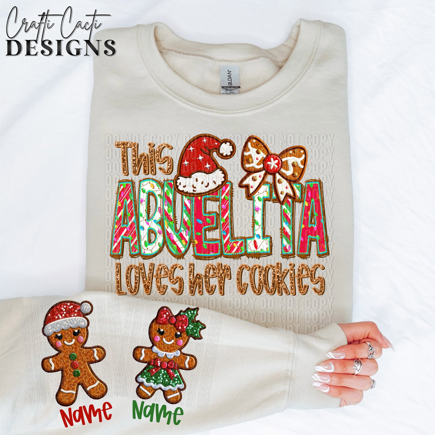 This ABUELITA Loves Her Cookies - 2 Options Available - Faux Embroidery Digital Download