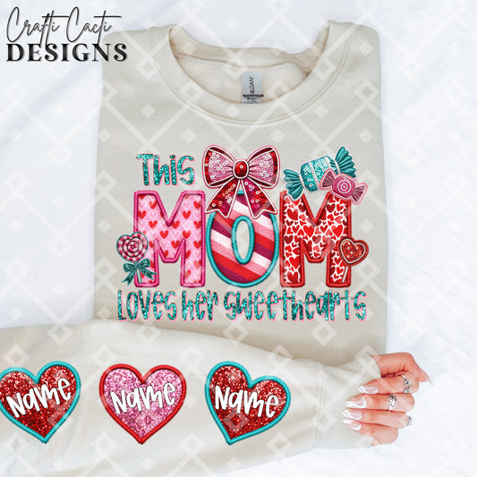 This MOM Loves Her Sweethearts - 2 Options Available - Faux Embroidery Digital Download