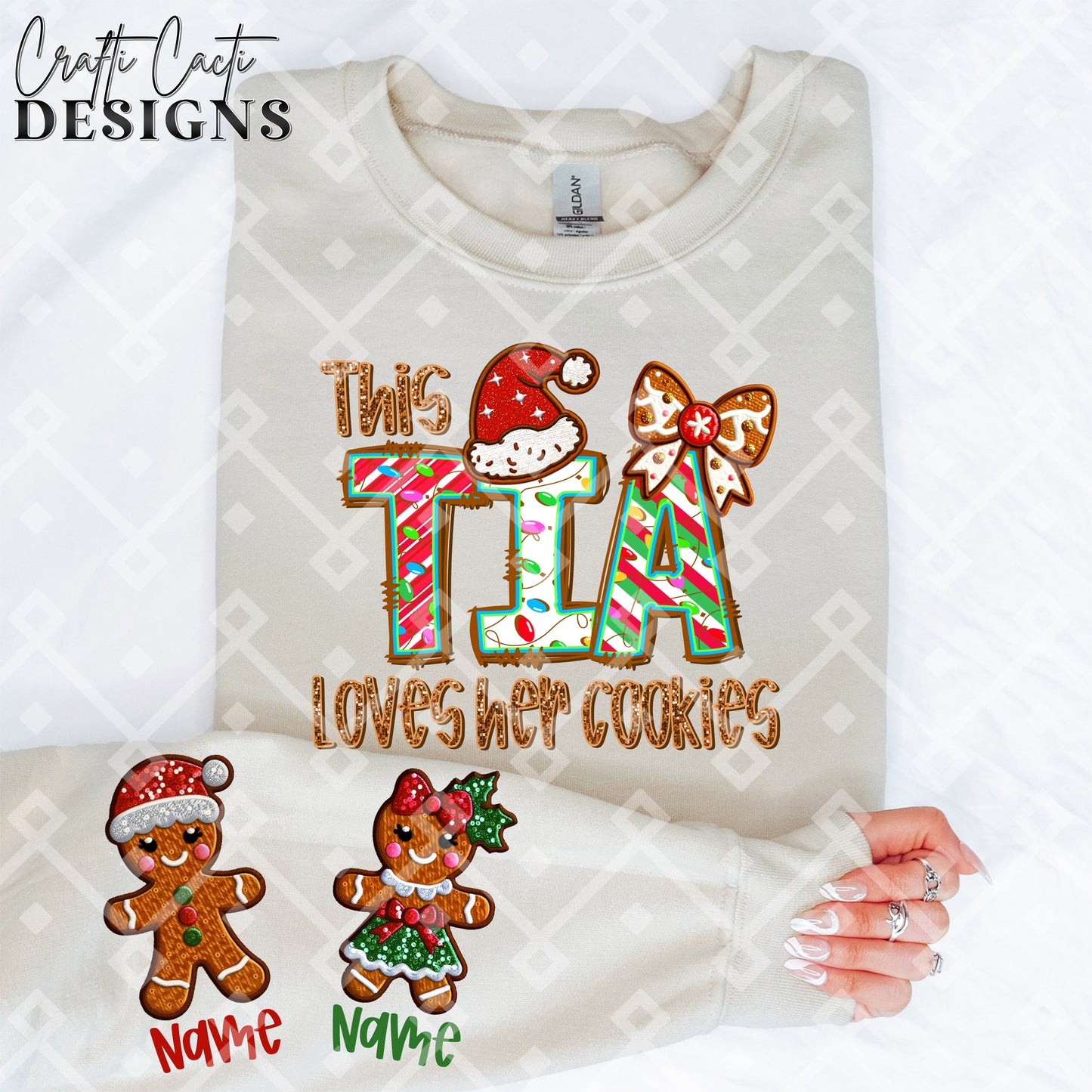 This TIA Loves Her Cookies - 2 Options Available - Faux Embroidery Digital Download