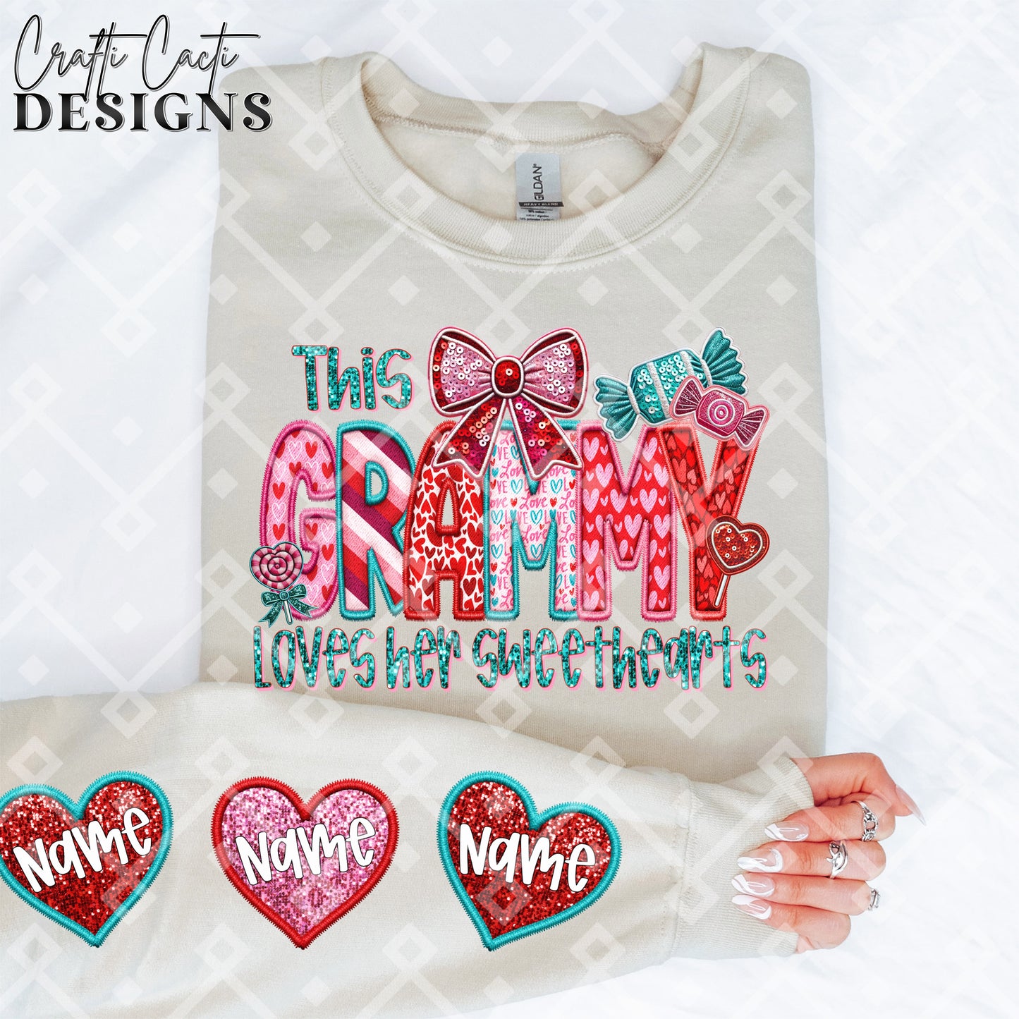 This GRAMMY Loves Her Sweethearts - 2 Options Available - Faux Embroidery Digital Download