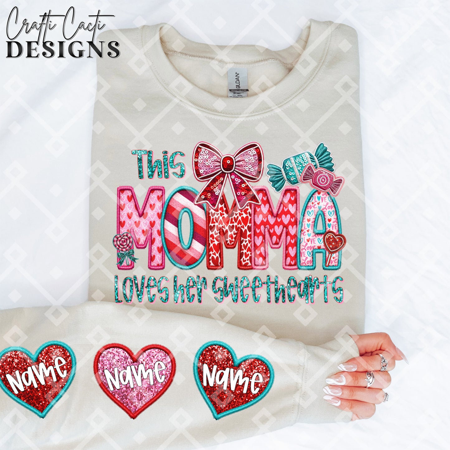 This MOMMA Loves Her Sweethearts - 2 Options Available - Faux Embroidery Digital Download