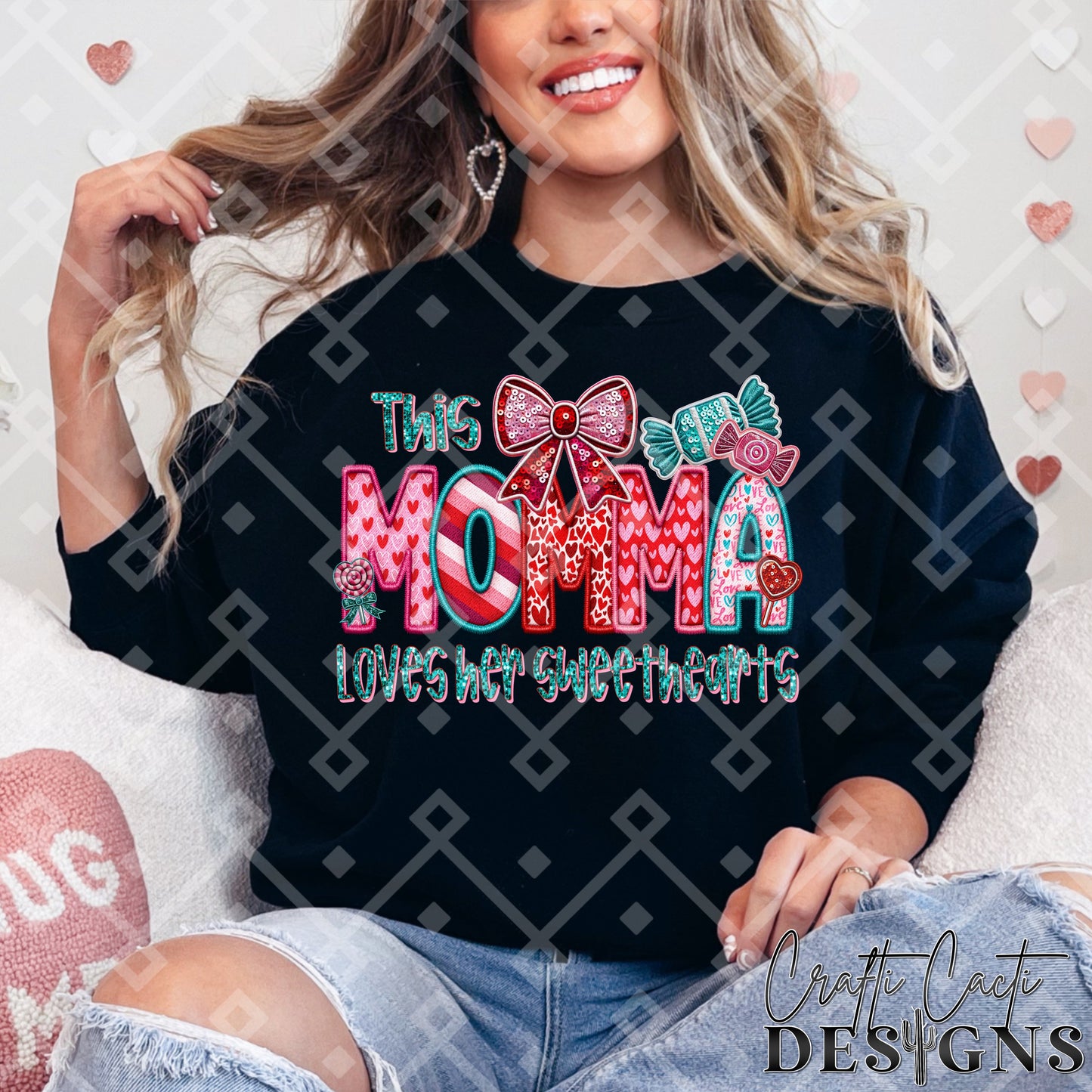 This MOMMA Loves Her Sweethearts - 2 Options Available - Faux Embroidery Digital Download