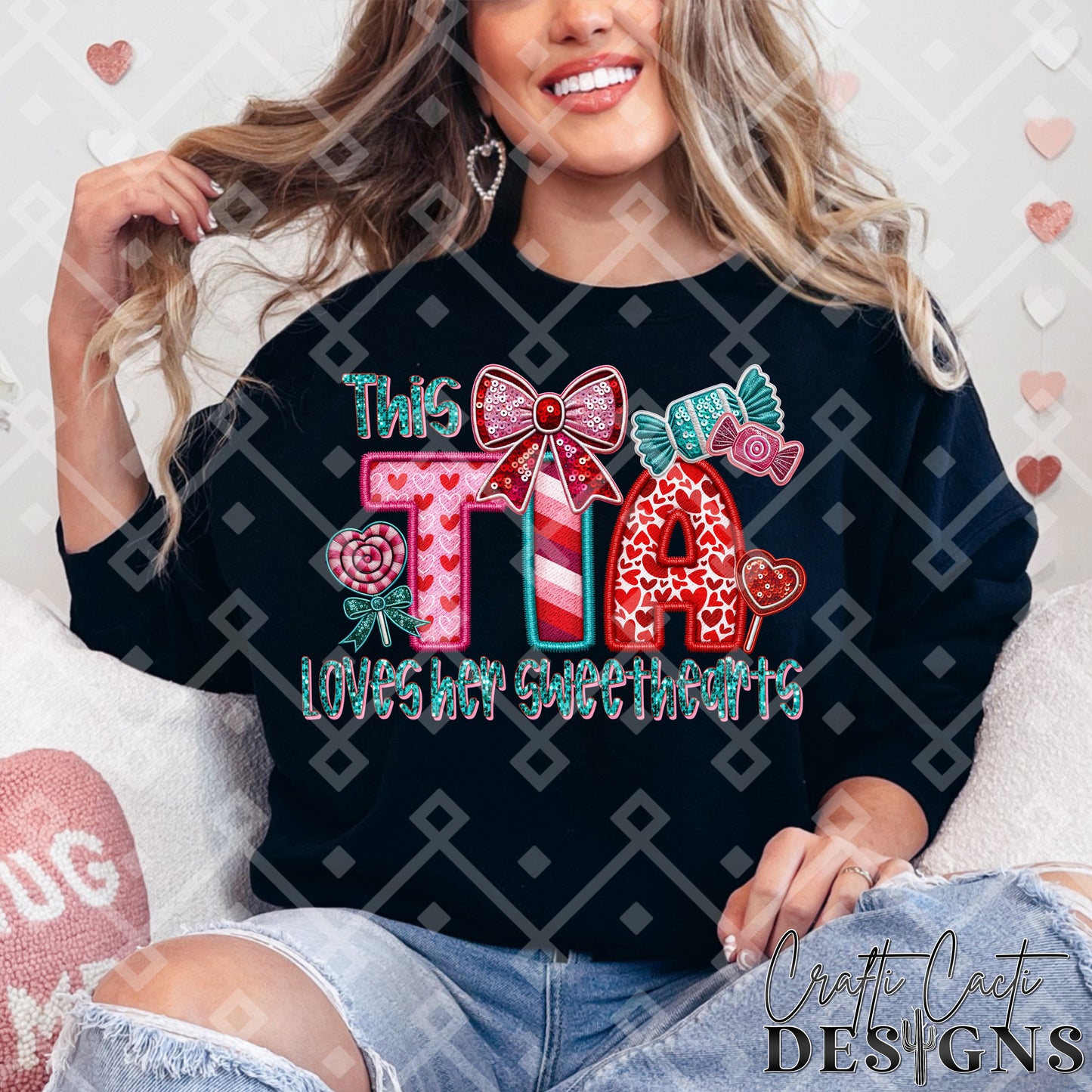 This TIA Loves Her Sweethearts - 2 Options Available - Faux Embroidery Digital Download