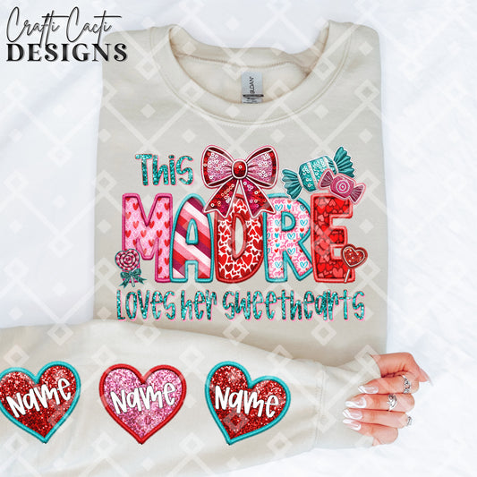 This MADRE Loves Her Sweethearts - 2 Options Available - Faux Embroidery Digital Download