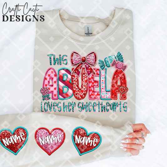 This ABUELA Loves Her Sweethearts - 2 Options Available - Faux Embroidery Digital Download