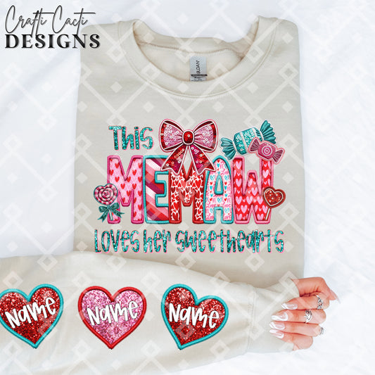 This MEMAW Loves Her Sweethearts - 2 Options Available - Faux Embroidery Digital Download