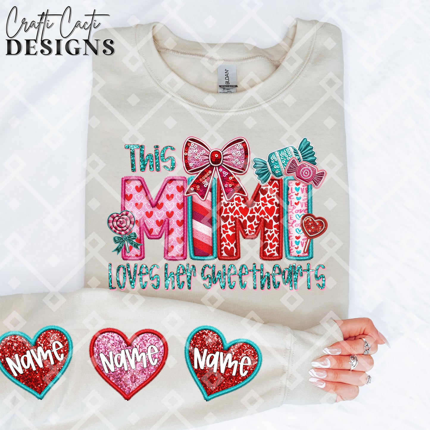 This MIMI Loves Her Sweethearts - 2 Options Available - Faux Embroidery Digital Download