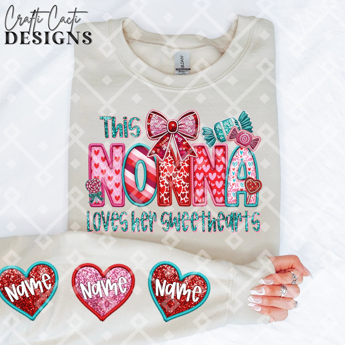 This NONNA Loves Her Sweethearts - 2 Options Available - Faux Embroidery Digital Download