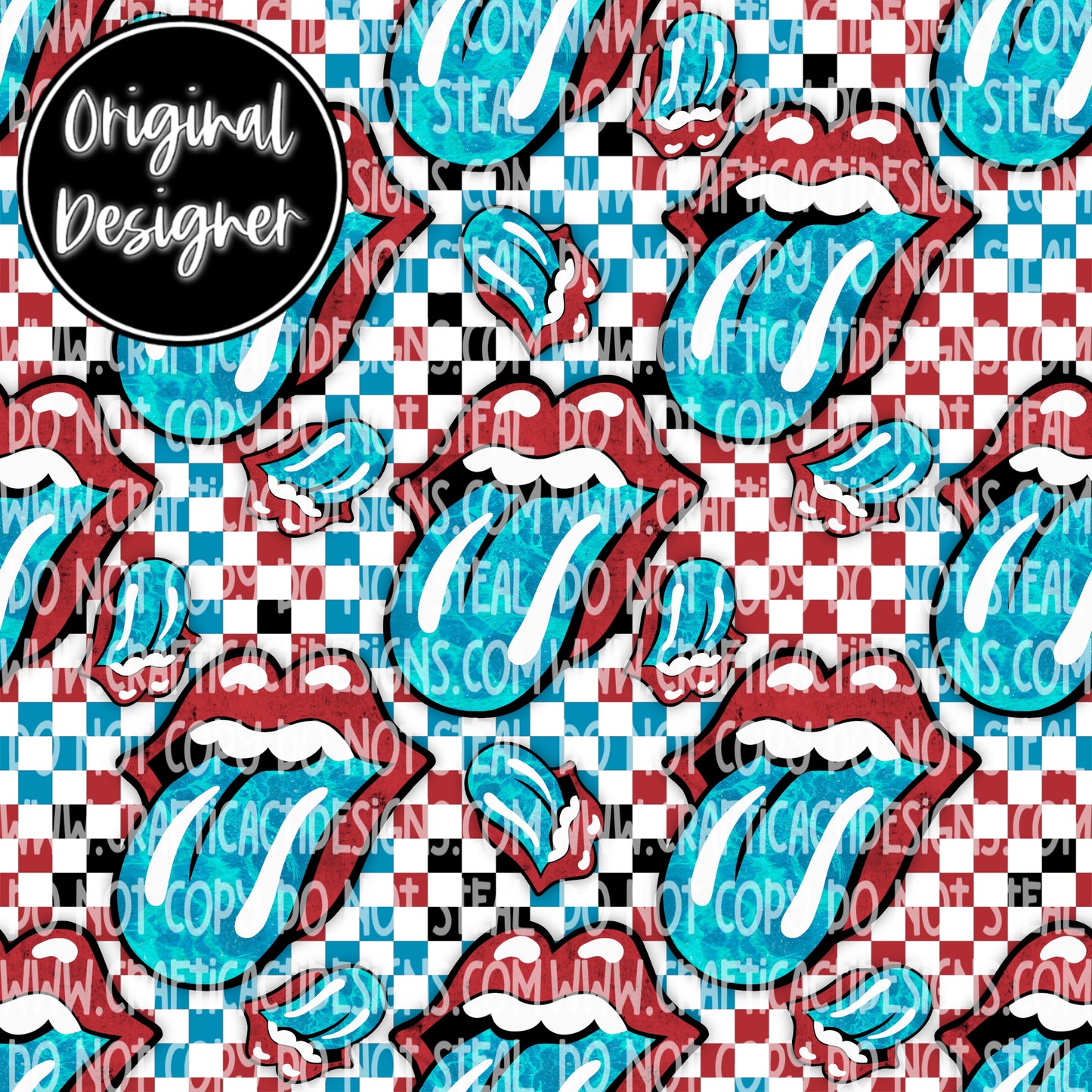 Checkered Summer Tongue Seamless Digital Download