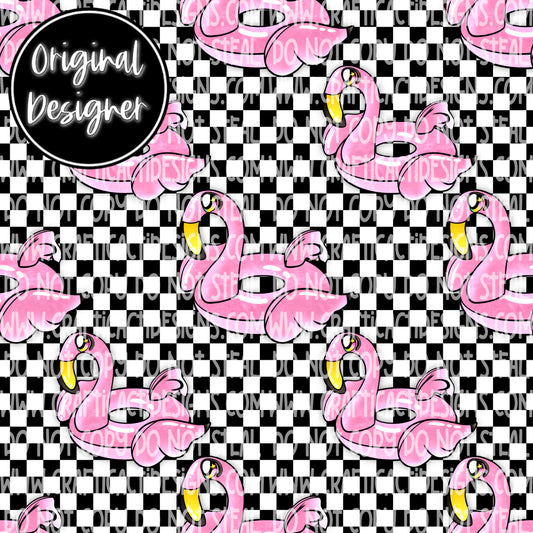 Checkered Flamingo Float Seamless Digital Download