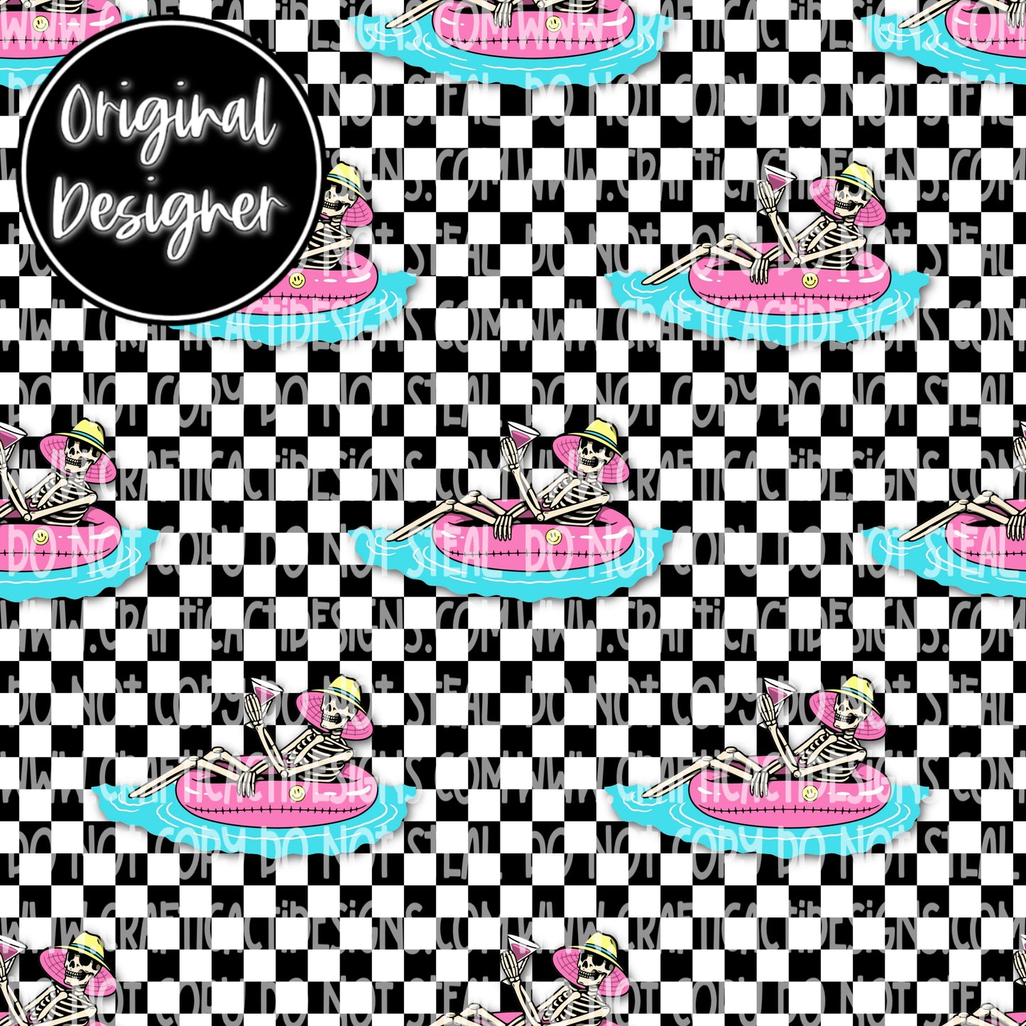 Checkered Summer Skellie Seamless Digital Download