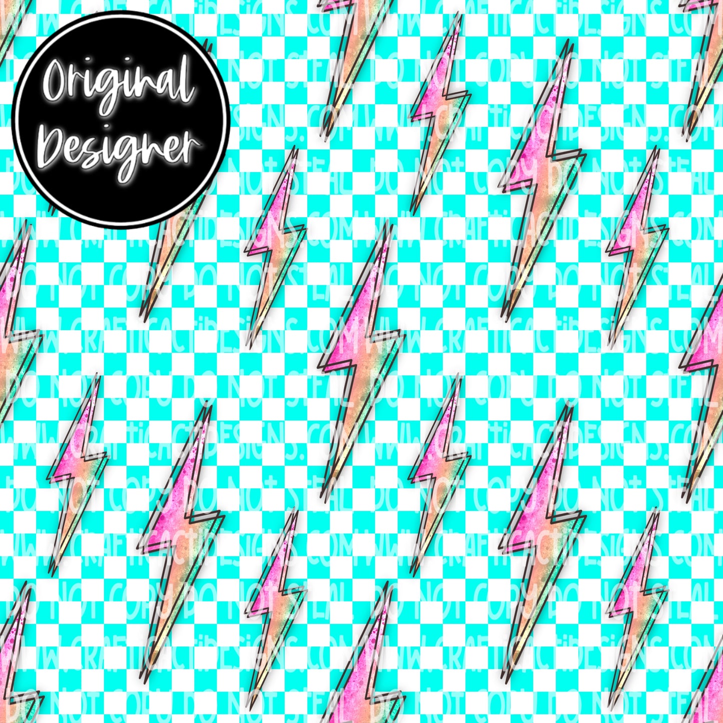 Checkered Lightning Bolt Seamless Digital Download