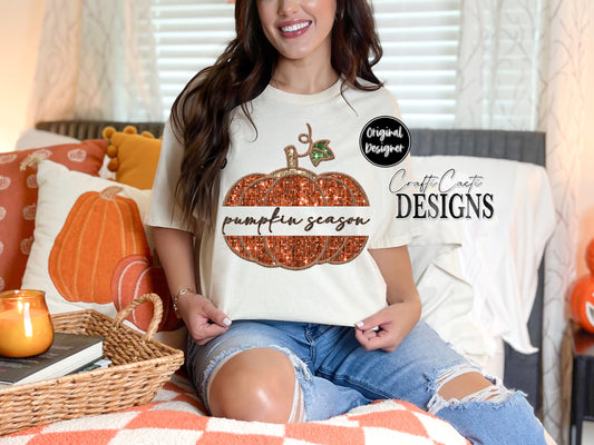 Pumpkin Season Sequin Embroidery Digital Download