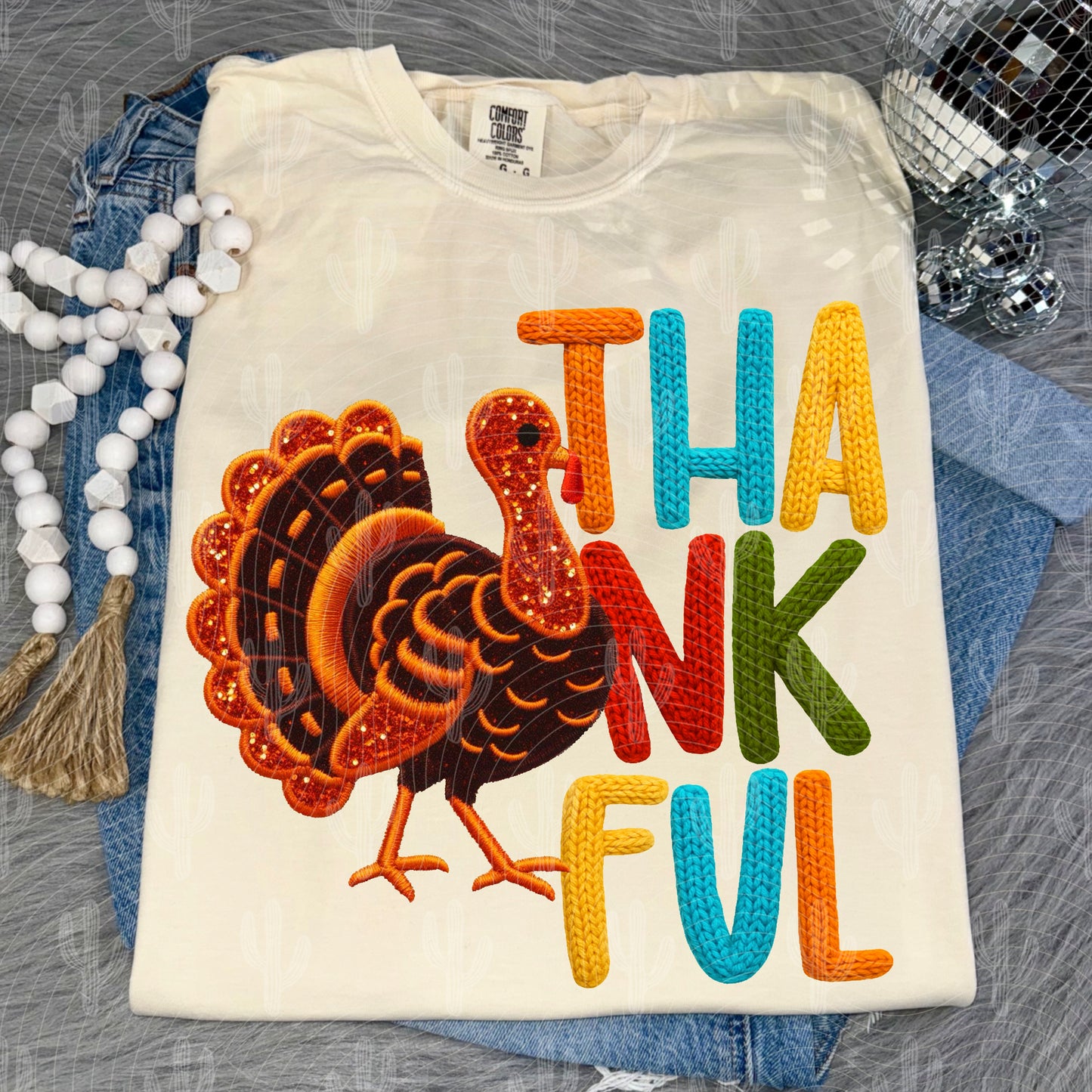 Thankful Turkey Faux Yarn Digital Download
