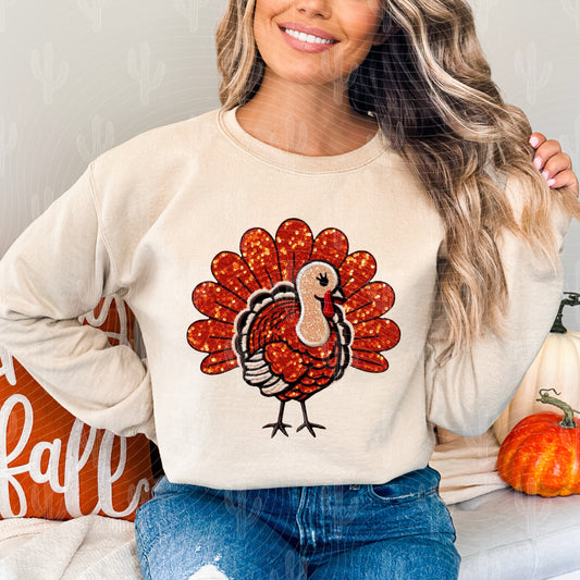 Turkey Faux Sequin Embroidery Digital Download