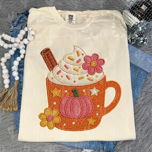 Pumpkin Spice Faux Embroidery Digital Download