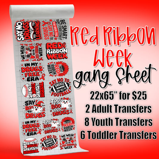 Red Ribbon Week Pre-Made Gang Sheet