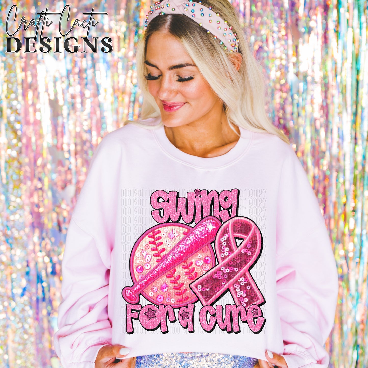 Swing for a Cure Faux Embroidery Digital Download