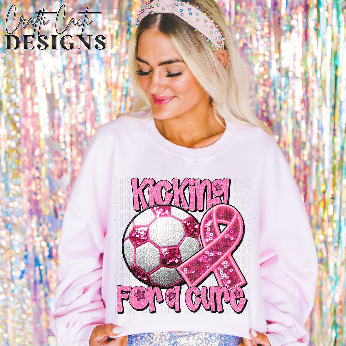 Kicking for a Cure Faux Embroidery Digital Download