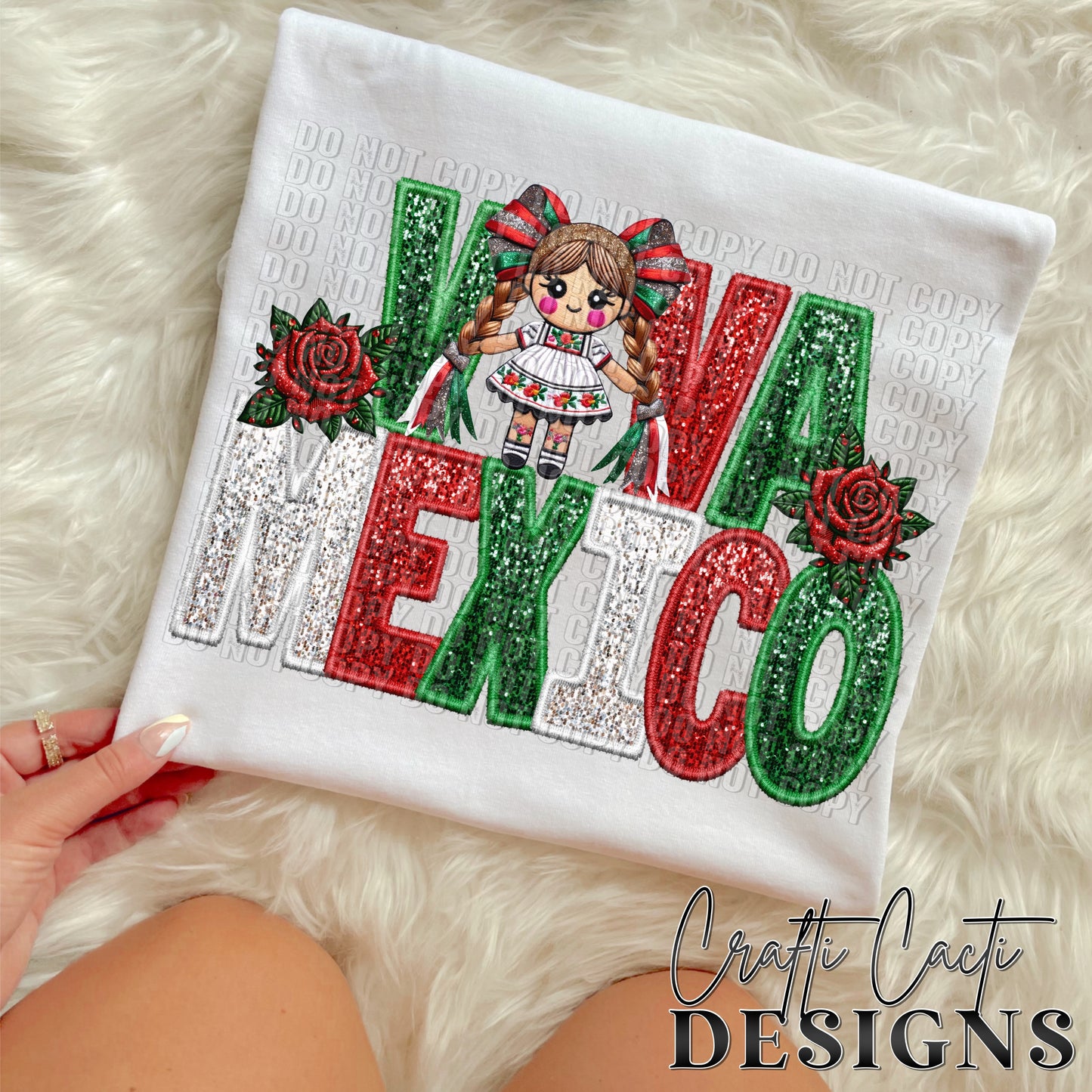 Viva Mexico Mexican Doll Faux Embroidery - Hispanic - Digital Download