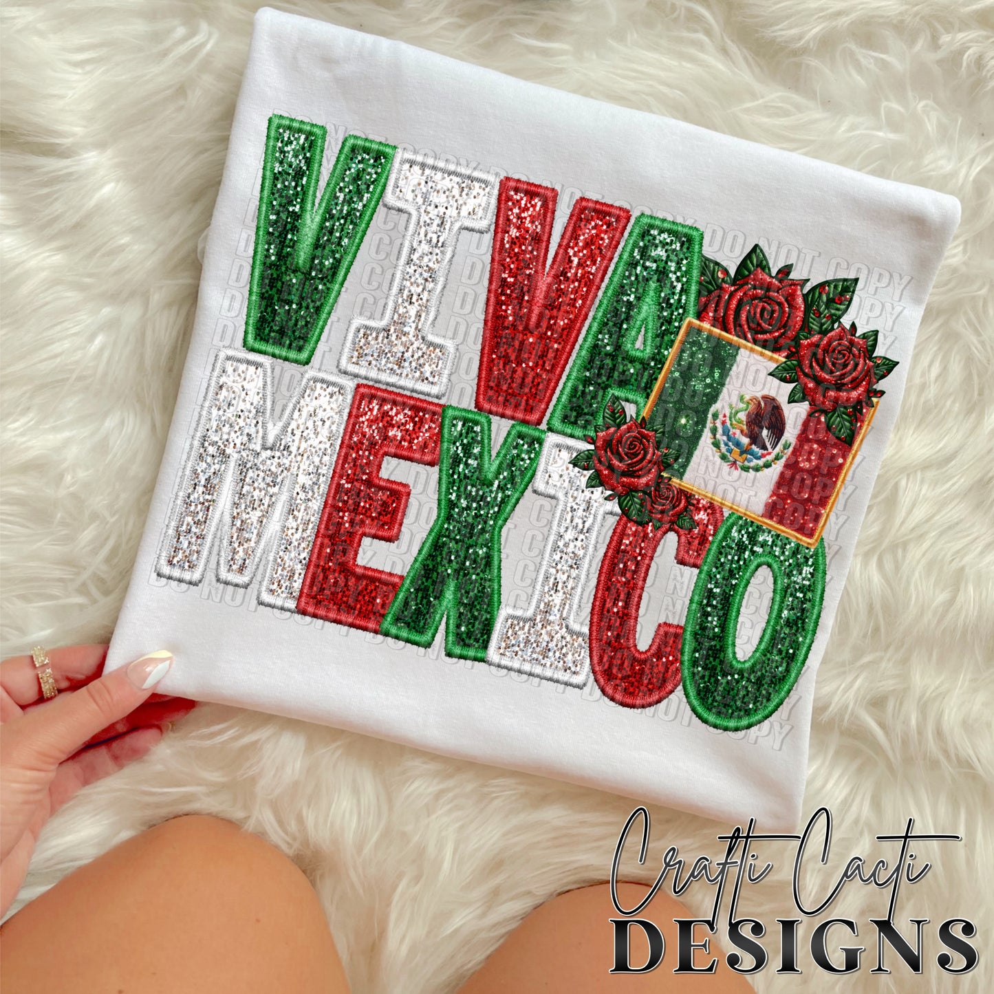 Viva Mexico Mexican Flag Faux Embroidery - Hispanic - Digital Download