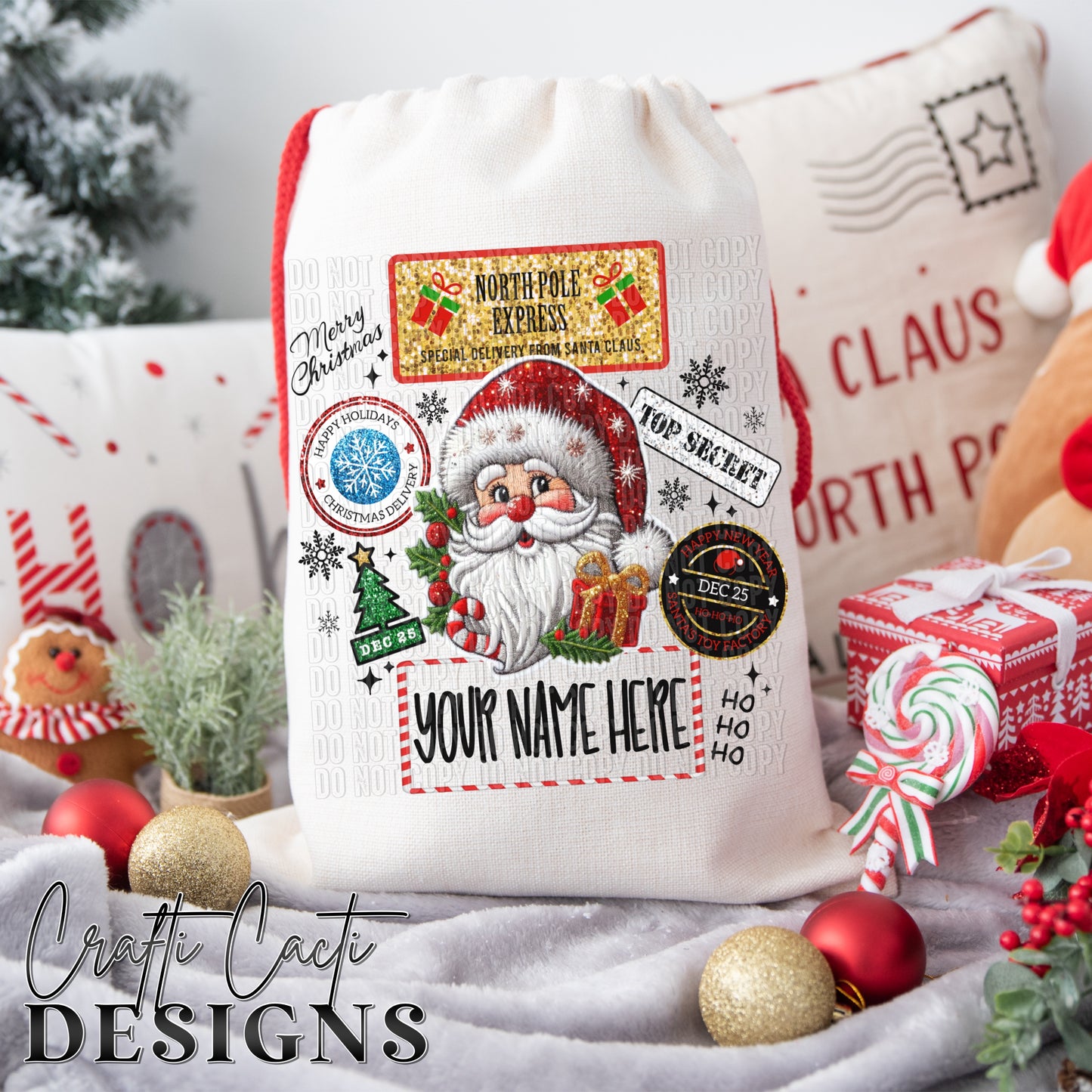 Santa Clause Gift Sack - Add Your Own Name - Digital Download