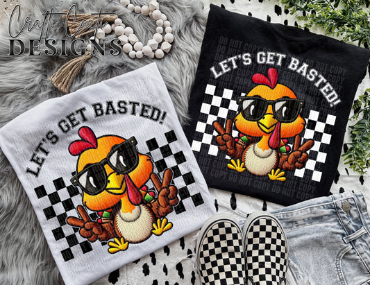 Let's Get Basted White & Black -Faux Embroidery Digital Download