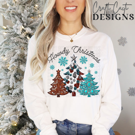 Howdy Christmas - Black & White Fonts Included - Faux Embroidery Digital Download