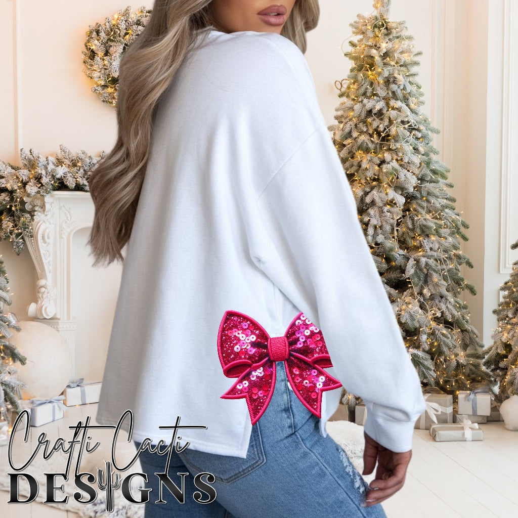 Sleigh All Day Pink - Bow Design Included - Faux Embroidery Digital Download