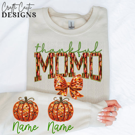 Thankful Momo - Sleeve Design Included - Faux Embroidery Digital Download