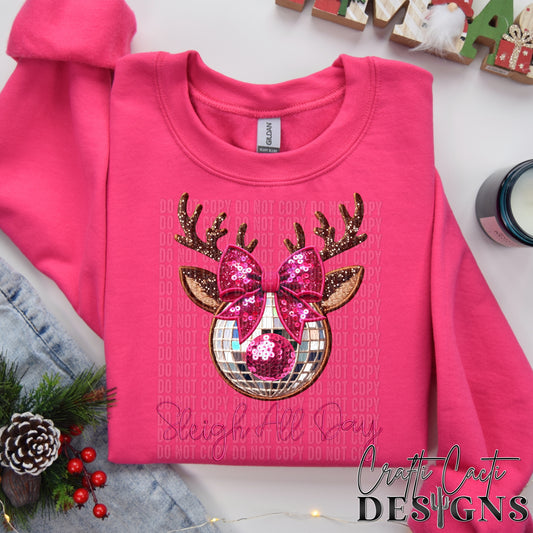 Sleigh All Day Pink - Faux Embroidery - Digital Download