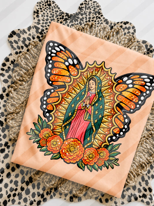 Virgin Mary Butterfly Faux Sequin - Hispanic - Digital Download