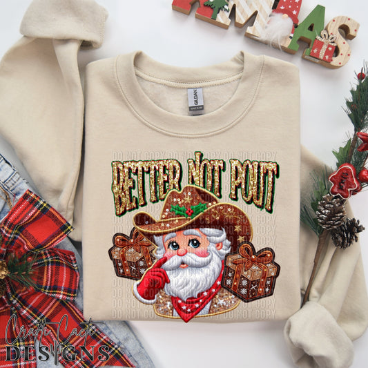 Better Not Pout - Faux Embroidery Digital Download