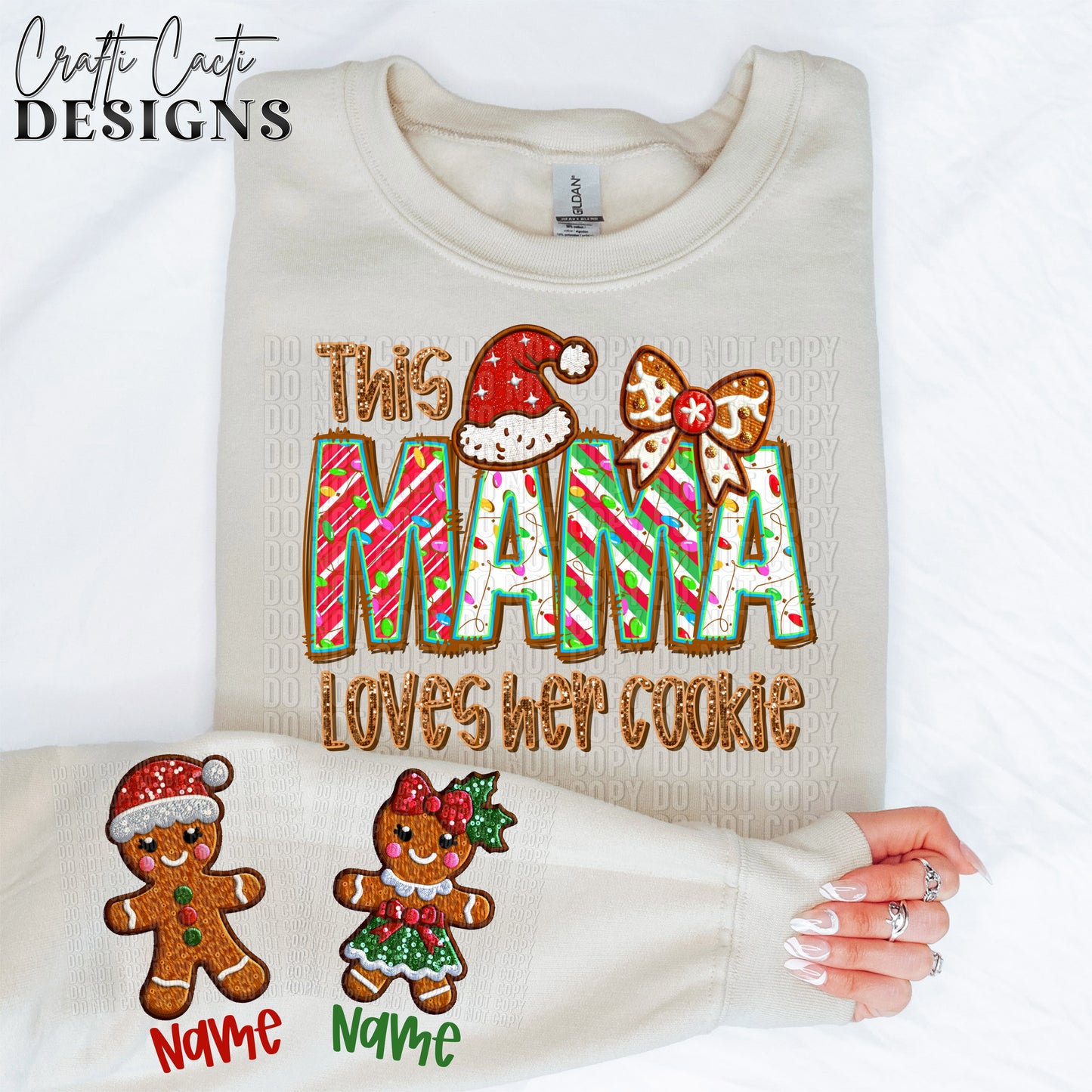 This MOM Loves Her Cookie - Gingerbread Sleeve Design Included - Faux Embroidery Digital Download