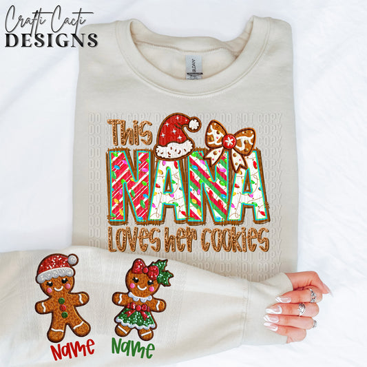 This NANA Loves Her Cookies - 2 Options Available - Faux Embroidery Digital Download