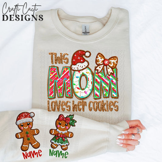 This MOM Loves Her Cookies - 2 Options Available - Faux Embroidery Digital Download