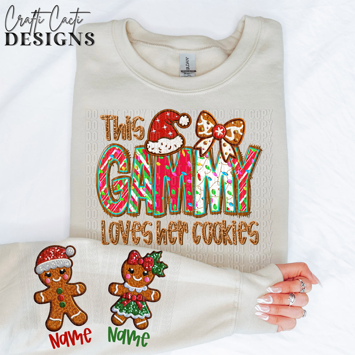 Gammy This GAMMY Loves Her Cookies - 2 Options Available - Faux Embroidery D ...