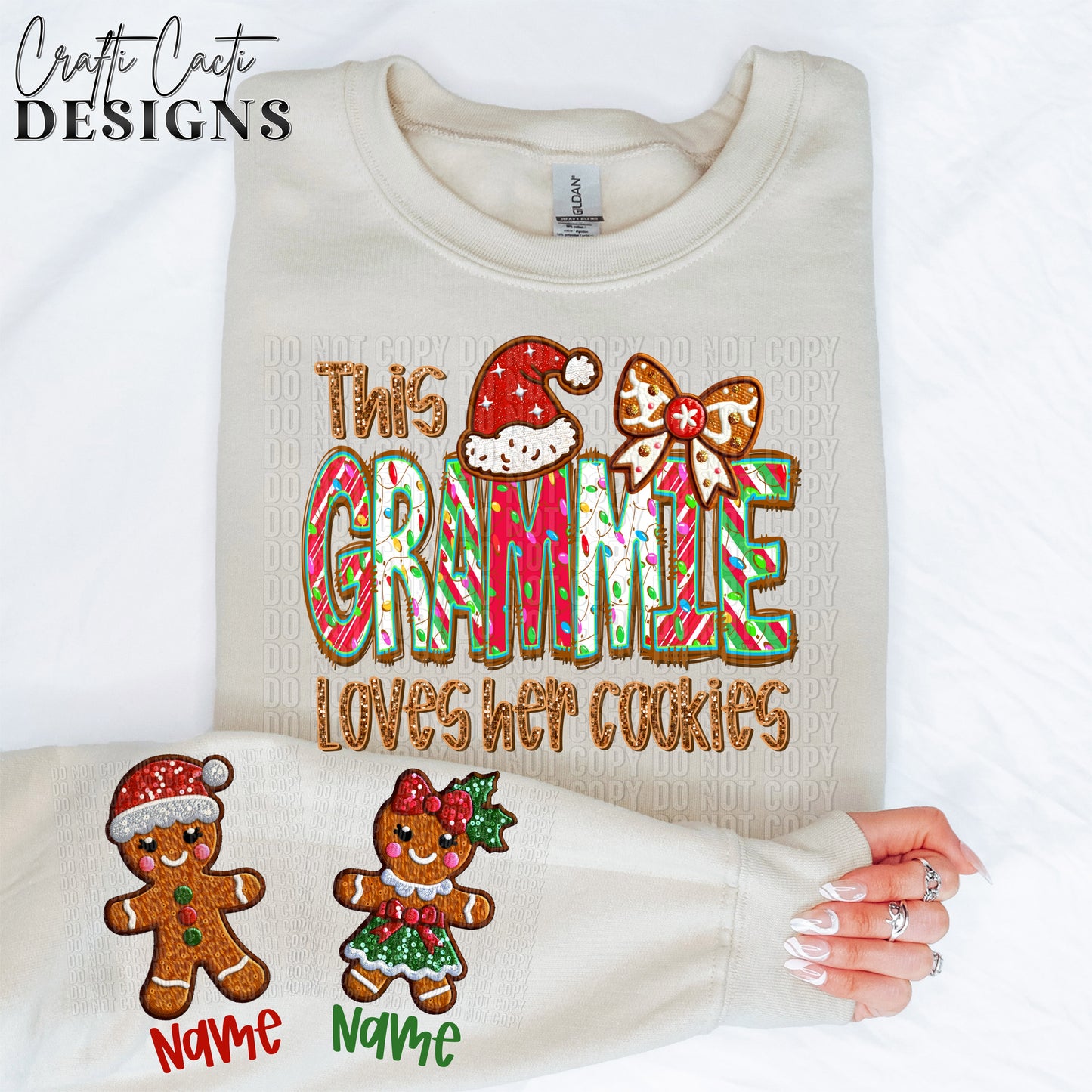 This GRAMMIE Loves Her Cookies - 2 Options Available - Faux Embroidery Digital Download