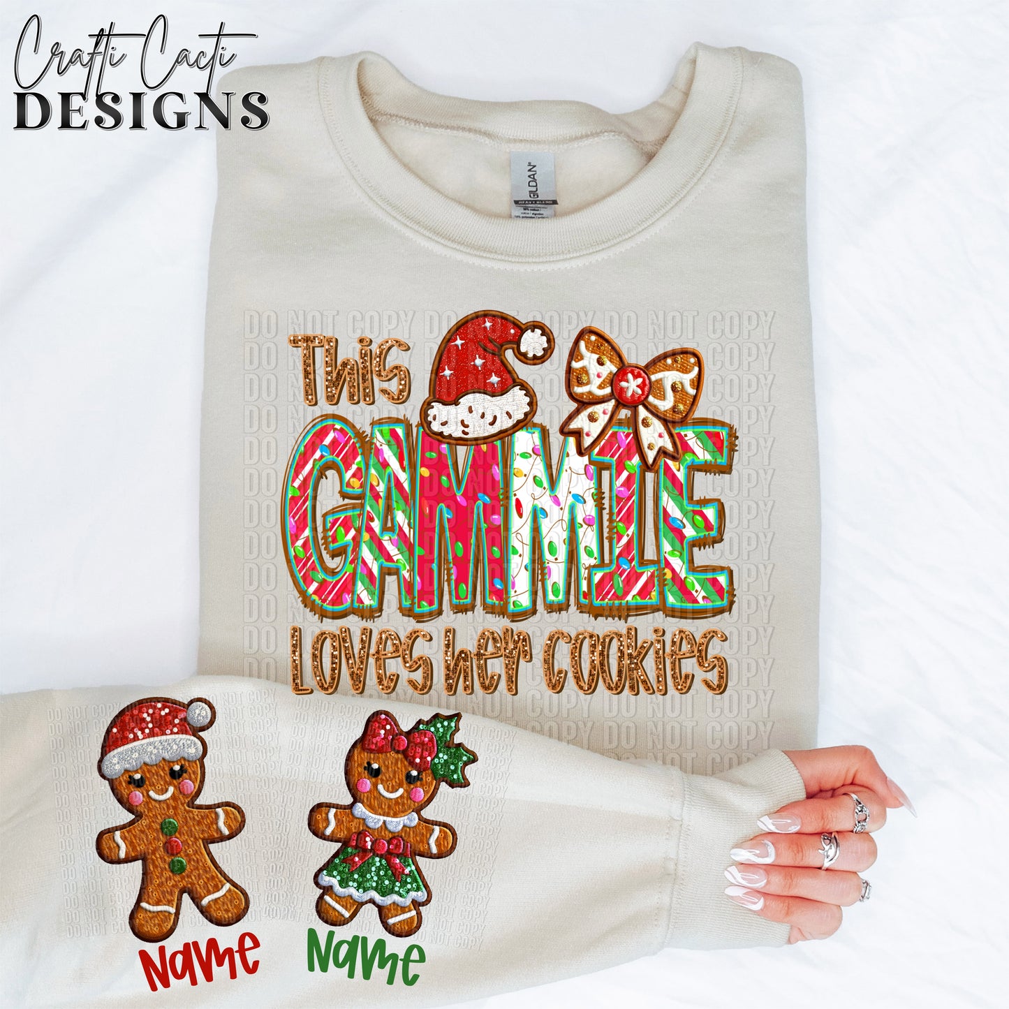 This GAMMIE Loves Her Cookies - 2 Options Available - Faux Embroidery Digital Download