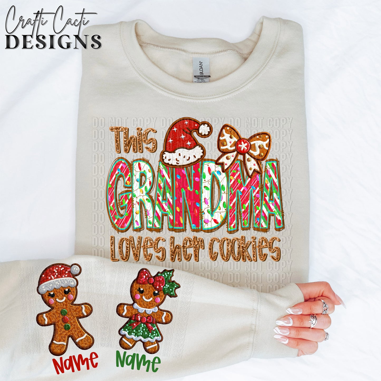 This GRANDMA Loves Her Cookies - 2 Options Available - Faux Embroidery Digital Download