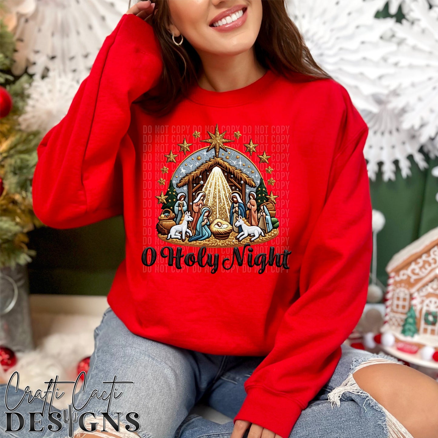 O Holy Night (All Colors Included) - Faux Embroidery - Digital Download