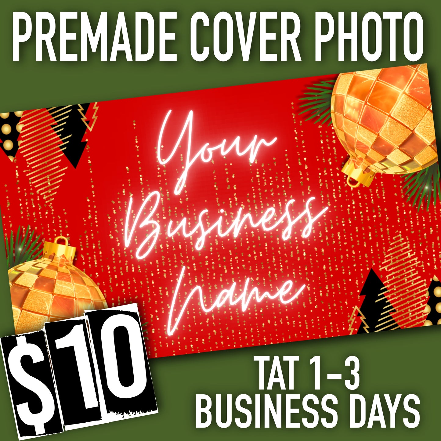 Classy Christmas Premade Cover Photo (With Your Business Name Added) Digital Download