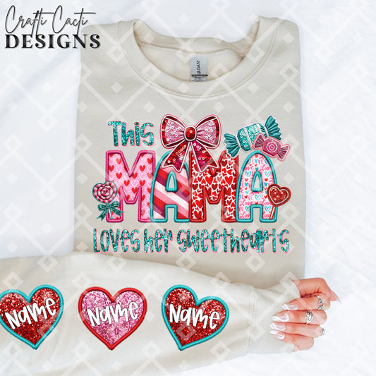 This MAMA Loves Her Sweethearts - 2 Options Available - Faux Embroidery Digital Download