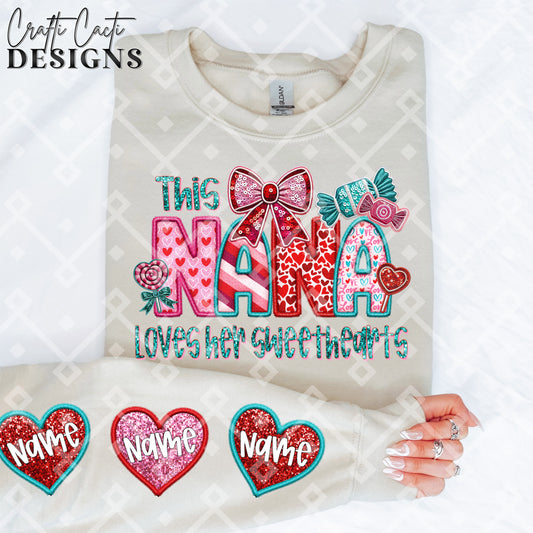 This NANA Loves Her Sweethearts - 2 Options Available - Faux Embroidery Digital Download