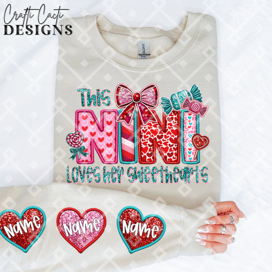 This NINI Loves Her Sweethearts - 2 Options Available - Faux Embroidery Digital Download