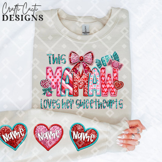 This MAMAW Loves Her Sweethearts - 2 Options Available - Faux Embroidery Digital Download