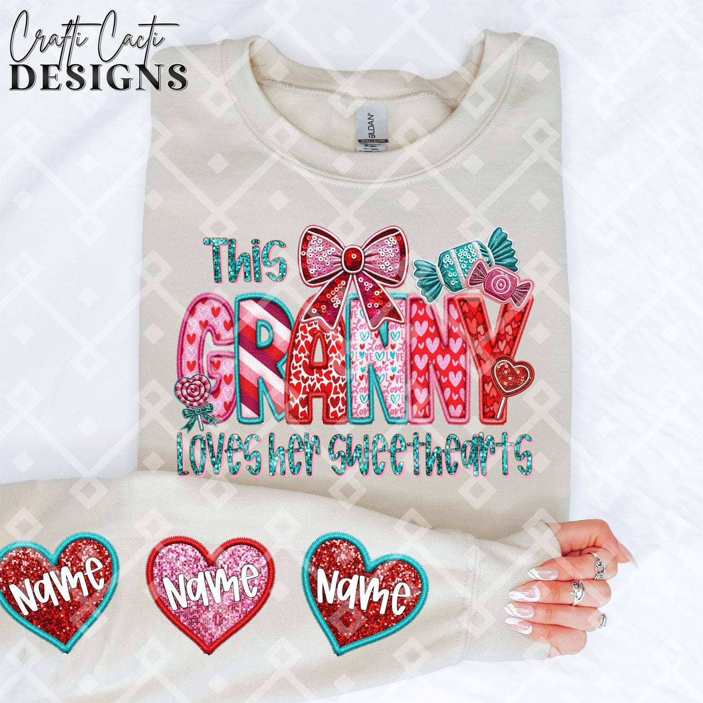 This GRANNY Loves Her Sweethearts - 2 Options Available - Faux Embroidery Digital Download