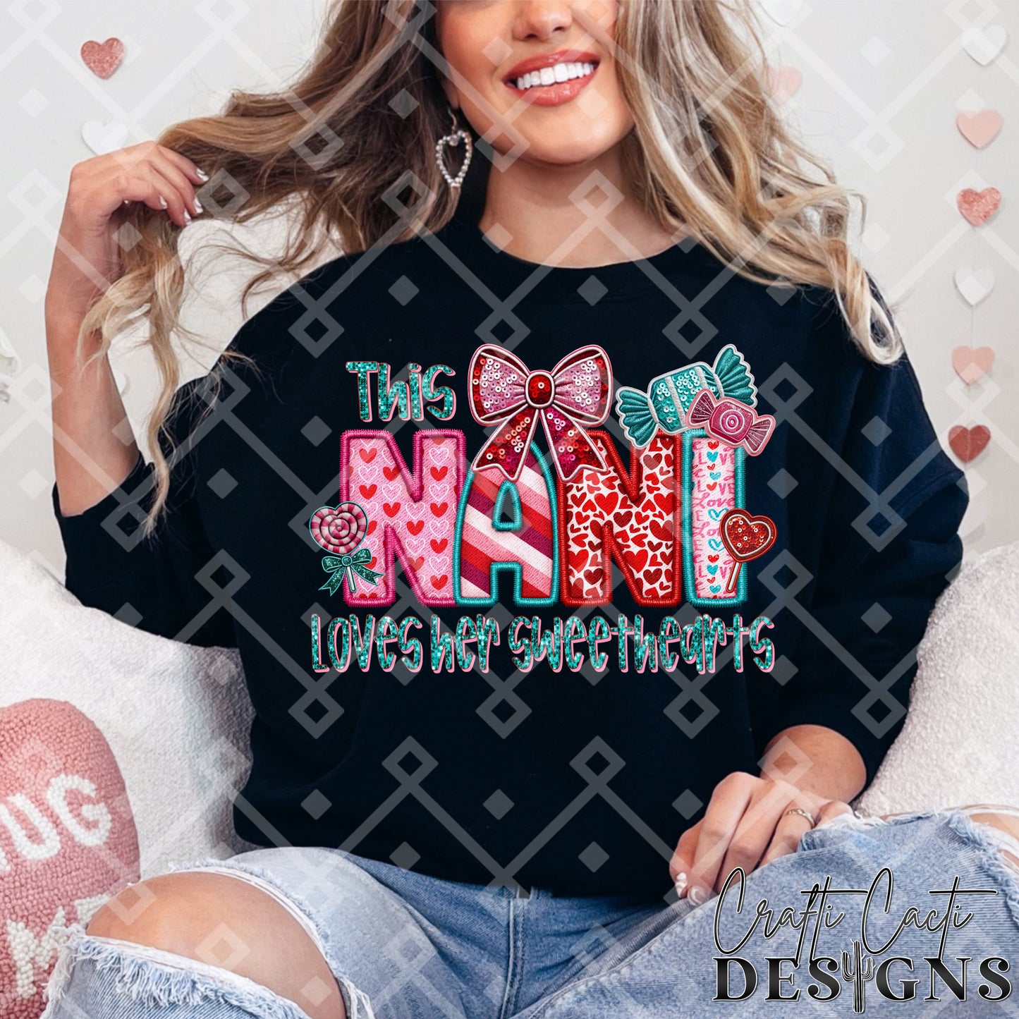 This NANI Loves Her Sweethearts - 2 Options Available - Faux Embroidery Digital Download